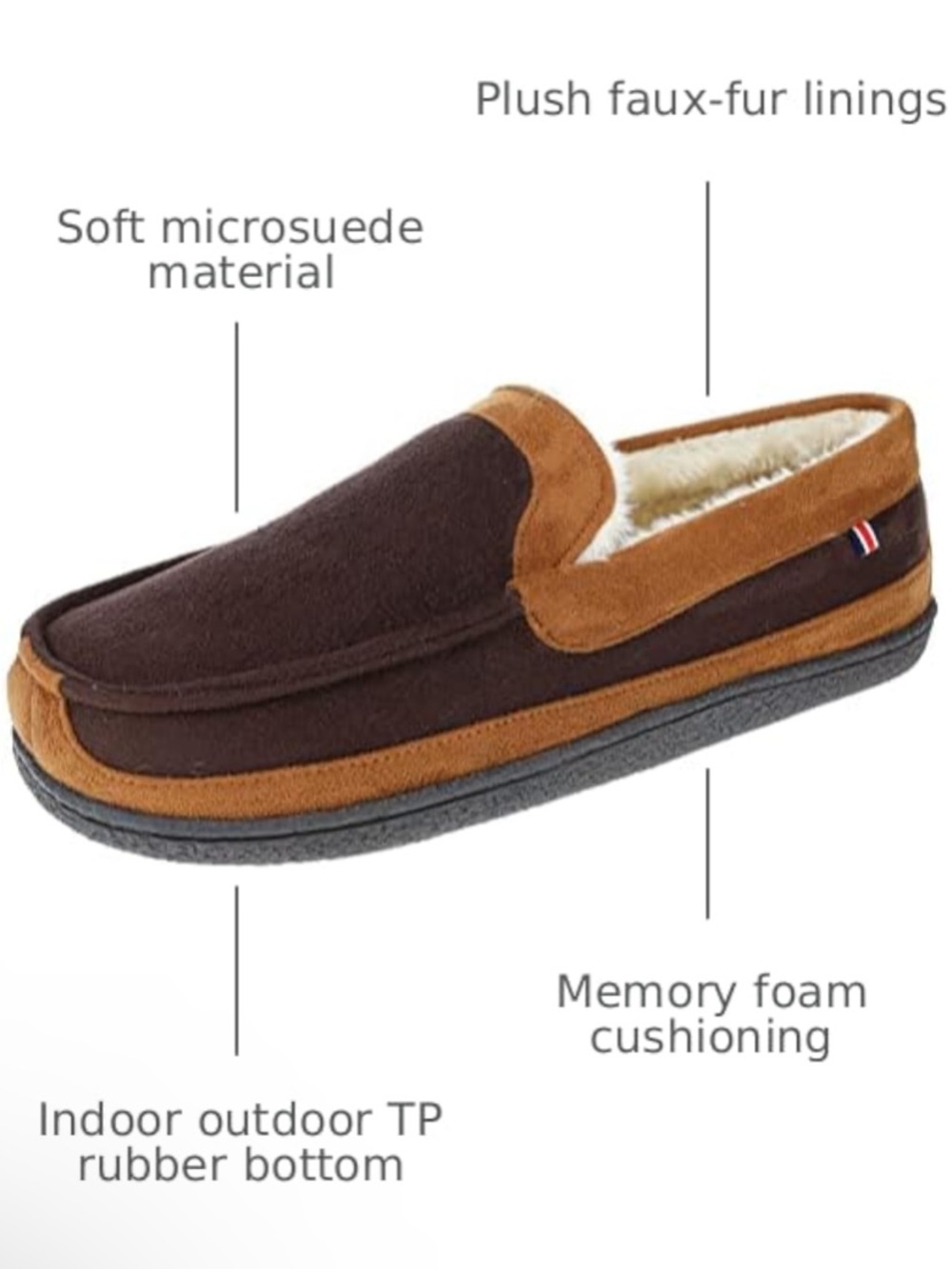 Izod Men's Brown and Tan Suede-Trim Slip-On Loafers - Picture 3 of 6